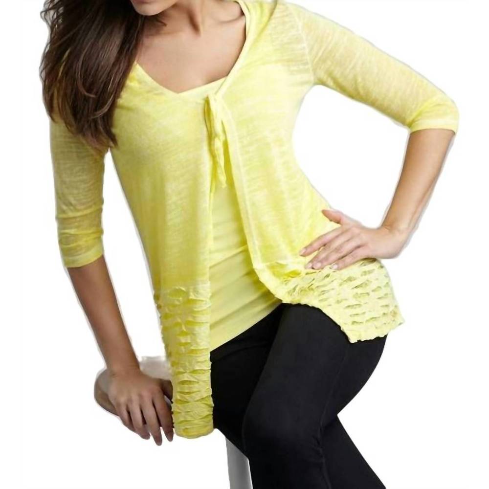 NEW ANGEL tie-front melange cardigan in yellow